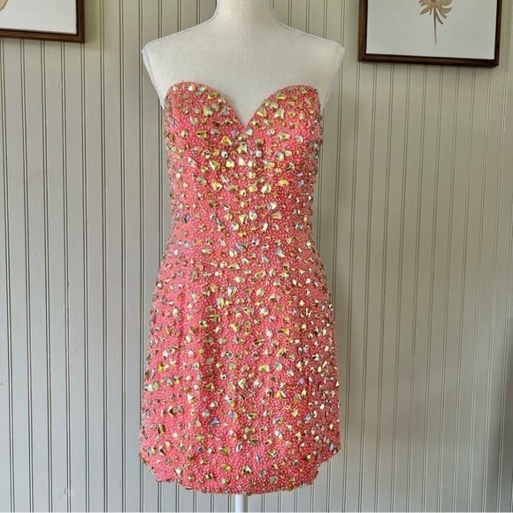 Strapless Pink Embellished Dress
